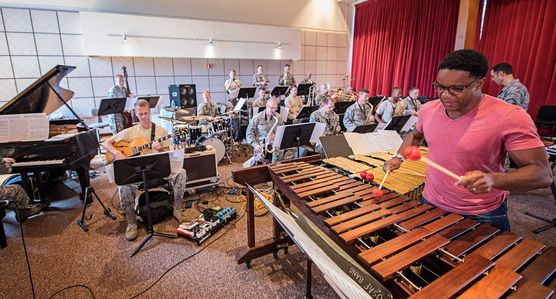 military bands playing the marimba